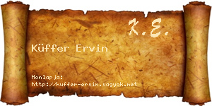 Küffer Ervin névjegykártya